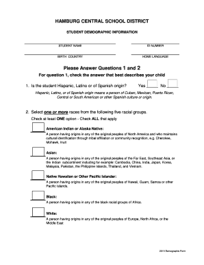 Student Demographic Information Form