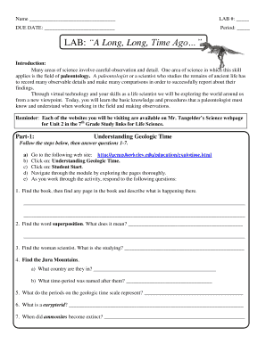 Paleontology Lab Worksheet