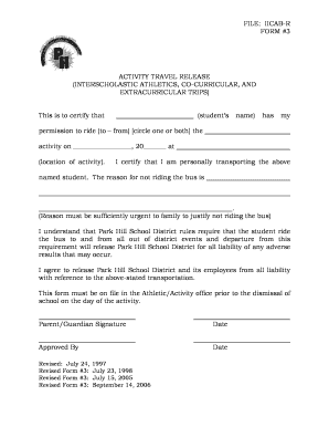 Activity Travel Release Form