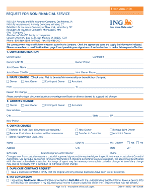 ING Fixed Annuity Service Request Form