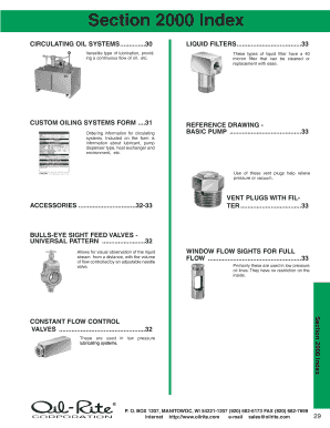 Circulating Oil System Specification Form
