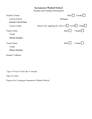 Sacramento Waldorf School Student and Family Information