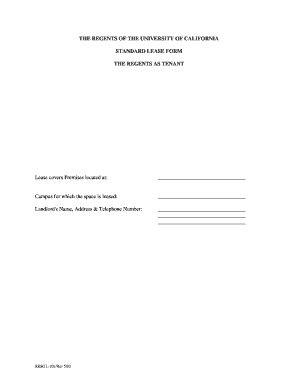 University of California Standard Lease Form