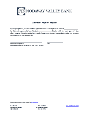Automatic Payment Request Form