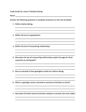 Study Guide for Lesson 2 Relative Dating