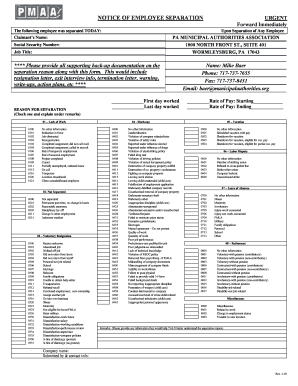 Employee Separation Notice Form