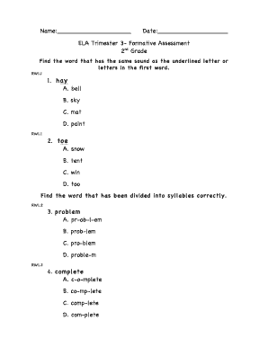 2nd Grade Formative Assessment