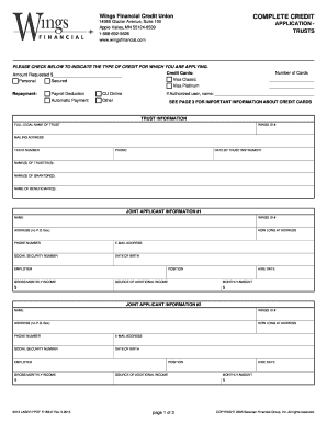 Wings Financial Credit Union Complete Credit Application