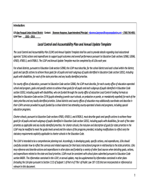 California Local Control and Accountability Plan Template