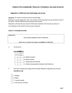 CNAQ Pre-Term Technology Use Survey