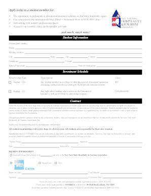 New York State Hospitality Student Membership Application