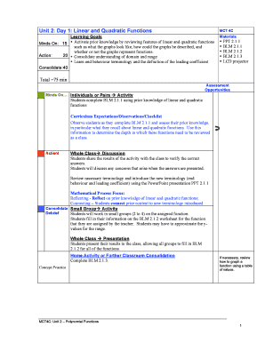 Linear and Quadratic Functions Worksheet