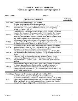 Common Core Mathematics Fractions Learning Progression