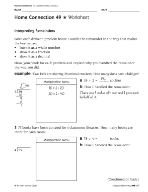 Interpreting Remainders Worksheet