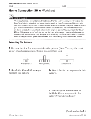 Home Connection Worksheet