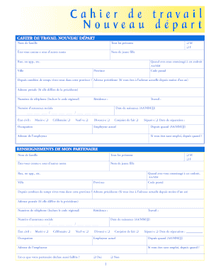CAHIER DE TRAVAIL NOUVEAU DÉPART