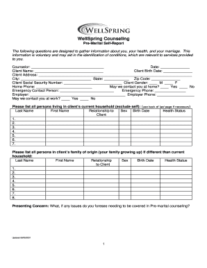 Pre-Marital Self-Report Form