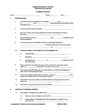 Forensic Science Homework Exam Review