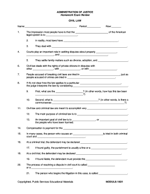 Civil Law Homework Exam Review