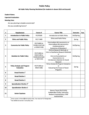 Public Policy Planning Worksheet