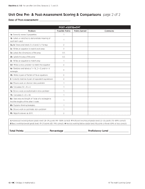 Unit One Post-Assessment Scoring Form