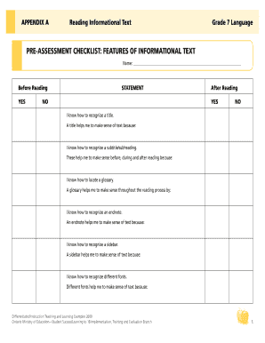 Grade 7 Language Informational Text Checklist