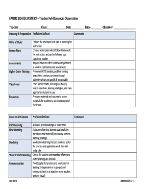 Teacher Full-Classroom Observation Form