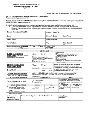 Virginia Diabetes Medical Management Plan