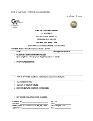 California Nursing Education Program Application