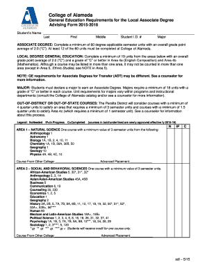 College of Alameda General Education Requirements Form