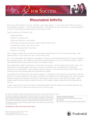 Rheumatoid Arthritis Underwriting Form