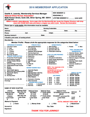 National Black Nurses Association Membership Application
