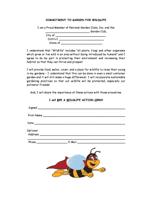 Garden for Wildlife Commitment Form
