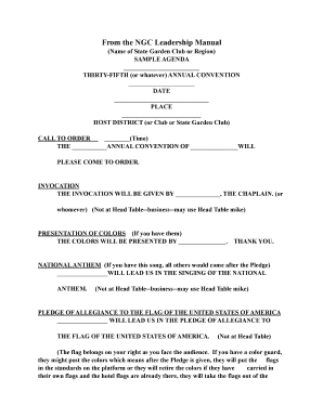 National Garden Clubs Convention Agenda Template
