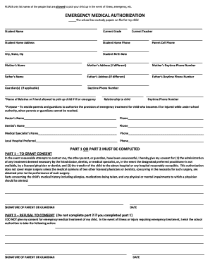 Emergency Medical Authorization Form