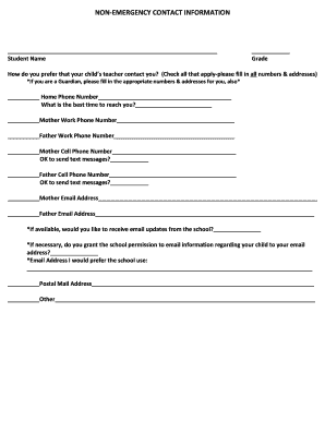 Non-Emergency Contact Information Form
