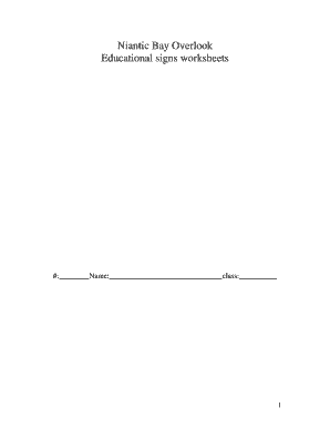 Niantic Bay Overlook Educational Worksheets
