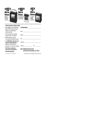 NAPA Batteries Mail-In Rebate Form