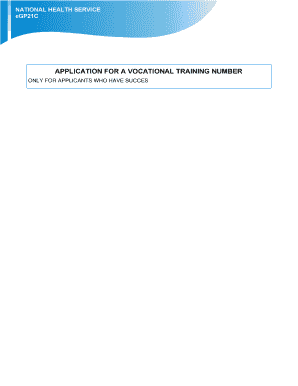 NHS Vocational Training Number Application
