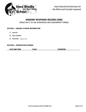 Notice to proceed government contracting - SENSORY RESPONSE RECORD SRR - iowa-braillek12iaus - iowa-braille k12 ia