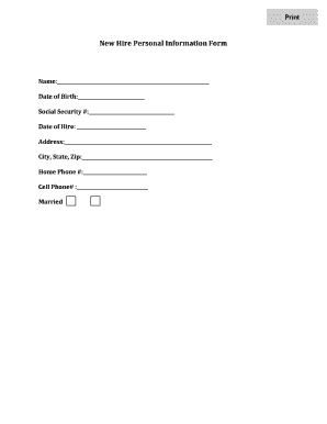 New Hire Personal Information Form