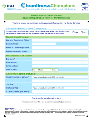 Student Registration Form for Dental Services