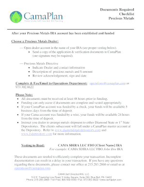 Precious Metals IRA Directive Form