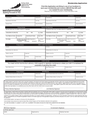 Credit Union Membership Application