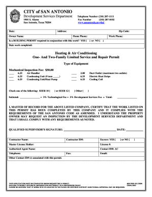 San Antonio HVAC Permit Application