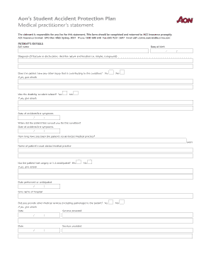 Medical Practitioner's Statement for Student Accident Protection