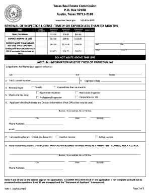 Texas Inspector License Renewal Form