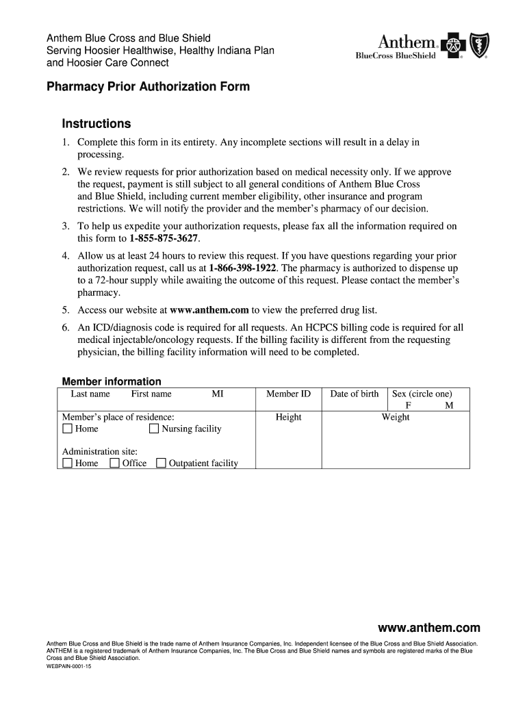 Fillable Online Pharmacy Prior Authorization Form Instructions Fax