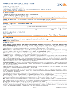 Accident Insurance Wellness Benefit Claim Form