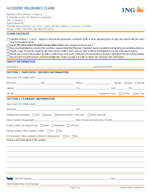 Accident Insurance Claim Form